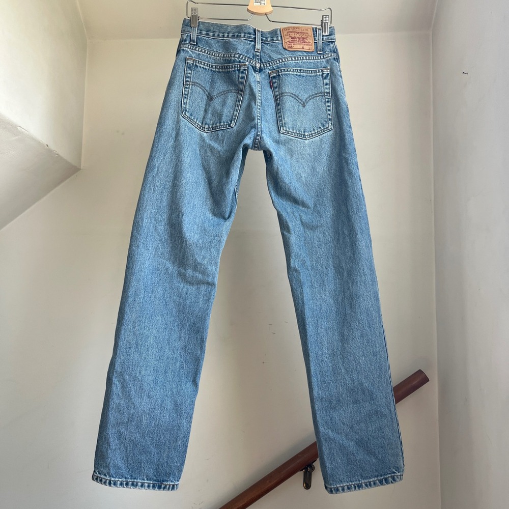 Vintage 90s Levis 555 Guys Fit Jeans Blue Low Rise Baggy Straight Leg Size 30